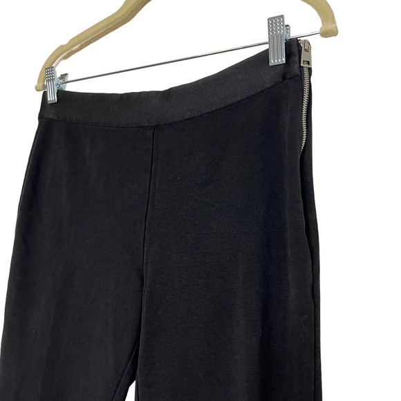 Everlane Womens Cropped Knit Pants Size 8 Black Exposed Side Zip Viscose Blend - Picture 2 of 6